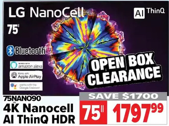 2001 Audio Video Lg 75" 4k nanocell al thinq hdr offer