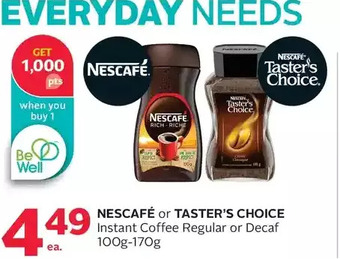 Rexall Nescafé or taster's choice instant coffee regular or decaf offer