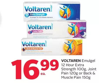 Rexall Voltaren emulgel 12 hour extra strength, joint pain or back & muscle pain offer