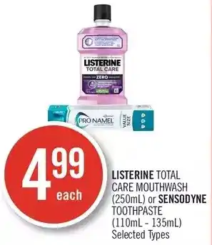 Shoppers Drug Mart Listerine total care mouthwash or sensodyne toothpaste offer
