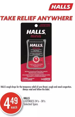 Shoppers Drug Mart Halls lozenges offer