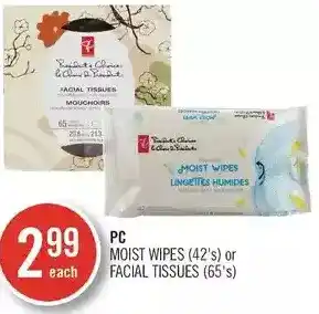 Shoppers Drug Mart Pc moist wipes or facial tissues offer