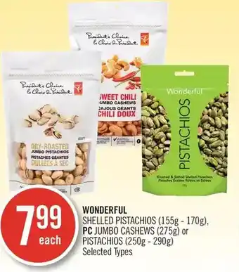 Shoppers Drug Mart Wonderful shelled pistachios, pc jumbo cashews or pistachios offer