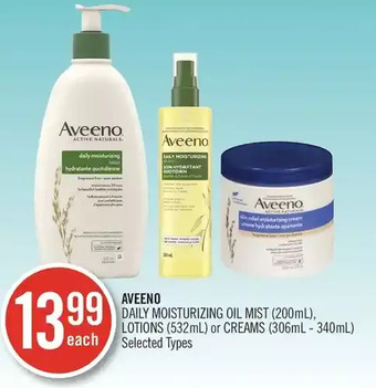 Shoppers Drug Mart Aveeno daily moisturizing oil mist, lotions or creams offer