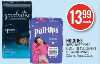 Shoppers Drug Mart Huggies jumbo baby wipes, diapers or training pants offer