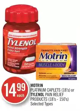 Shoppers Drug Mart Motrin platinum caplets or tylenol pain relief products offer