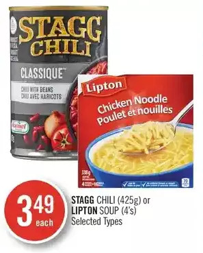 Shoppers Drug Mart Stagg chili or lipton soup offer