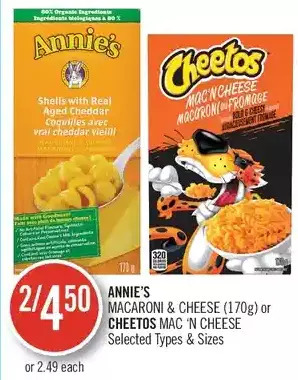 Shoppers Drug Mart Annie's macaroni & cheese or cheetos mac 'n cheese offer