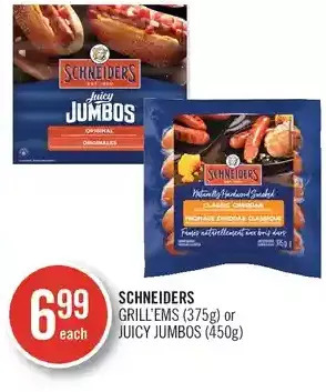 Shoppers Drug Mart Schneiders grill'ems or juicy jumbos offer