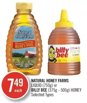 Shoppers Drug Mart Natural honey farms liquid or billy bee honey offer