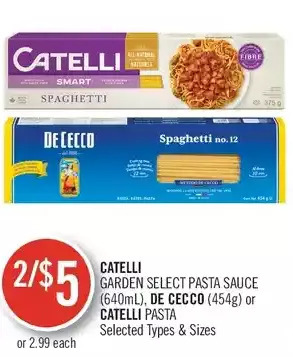Shoppers Drug Mart Catelli garden select pasta sauce, de cecco or catelli pasta offer