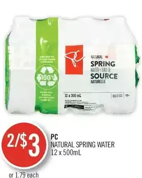 Shoppers Drug Mart Pc natural spring water offer