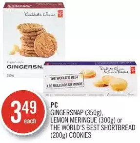 Shoppers Drug Mart Pc gingersnap, lemon meringue or the world's best shortbread cookies offer