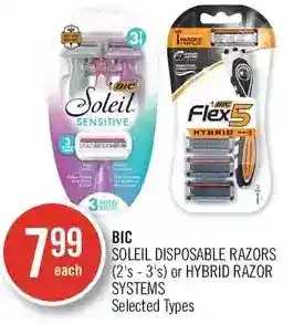 Shoppers Drug Mart Bic soleil disposable razors or hybrid razor systems offer