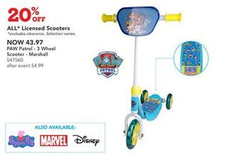 Toys R us Paw patrol - 3 wheel scooter - marshall offer
