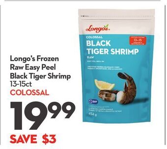Longo's Longo's frozen raw easy peel black tiger shrimp offer