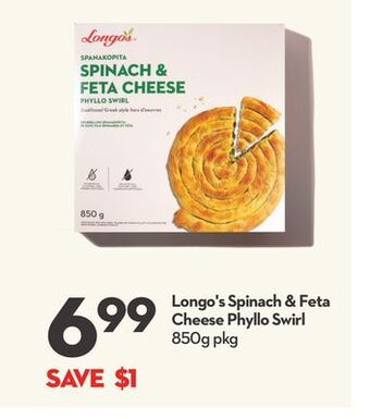 Longo's Longo's spinach & feta cheese phyllo swirl offer