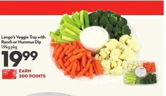 Longo's Longo's veggie tray with ranch or hummus dip offer