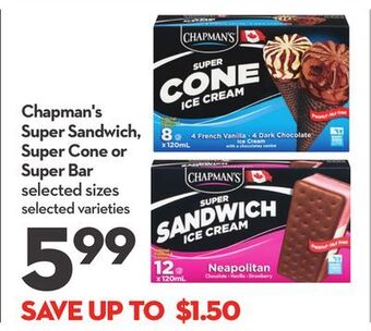 Longo's Chapman's super sandwich, super cone or super bar offer