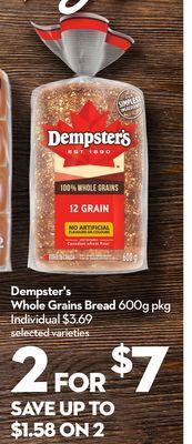 Longo's Dempster's whole grains bread offer