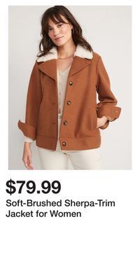 Old Navy Soft-brushed sherpa-trim jacket for women offer