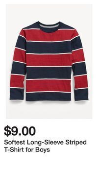 Old Navy Softest long-sleeve striped t-shirt for boys offer