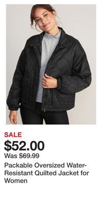 Old Navy Packable oversized water-resistant quilted jacket for women offer