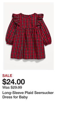 Old Navy Long-sleeve plaid seersucker dress for baby offer