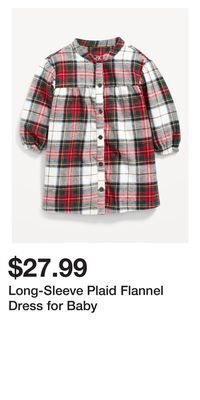 Old Navy Long-sleeve plaid flannel dress for baby offer