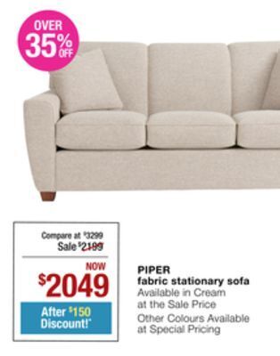 La Z Boy Piper fabric stationary sofa offer