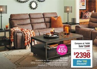 La Z Boy Soren fabric reclining sofa offer