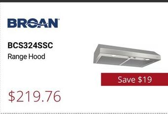 Canadian Appliance Source Broan range hood offer