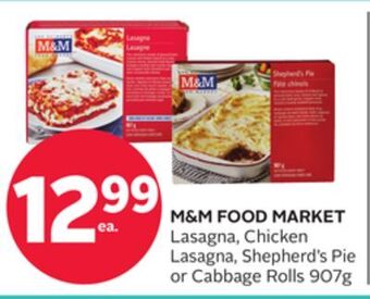 Rexall M&m food market lasagna, chicken lasagna, shepherd's pie or cabbage rolls offer