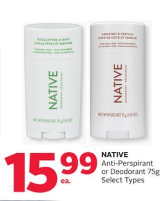 Rexall Native anti-perspirant or deodorant offer