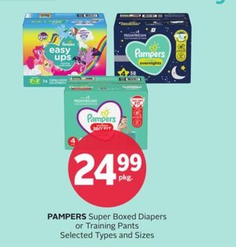 Rexall Pampers super boxed diapers or training pants offer
