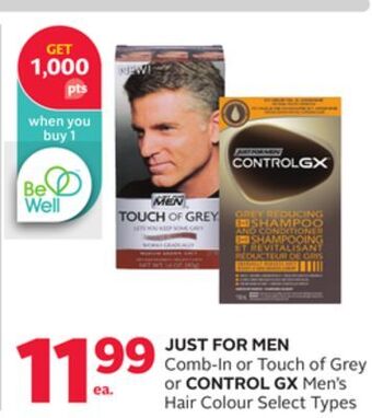 Rexall Just for men comb-in or touch of grey or control gx men's hair colour offer