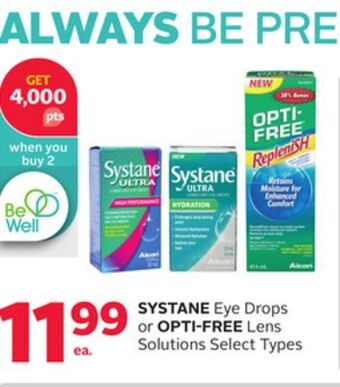 Rexall Systane eye drops or opti-free lens solutions offer