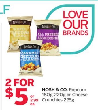 Rexall Nosh & co. popcorn 180g-220g or cheese crunchies 225g offer