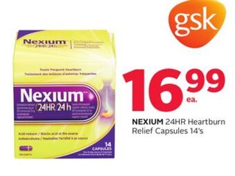 Rexall Nexium 24hr heartburn relief capsules 14' s offer
