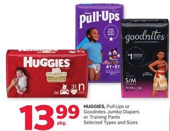 Rexall Huggies, pull·ups or goodnites jumbo diapers or training pants offer
