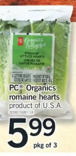 Fortinos Pc organics romaine hearts offer