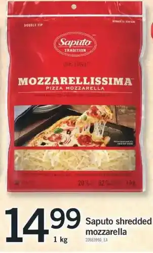 Fortinos Saputo shredded mozzarella offer