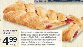 Fortinos Baked in store strudel offer