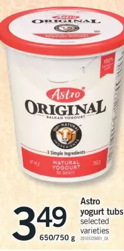Fortinos Astro yogurt tubs offer