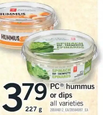 Fortinos Pc hummus or dips offer
