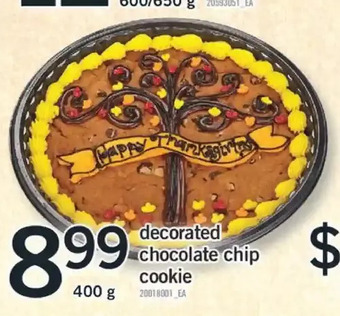 Fortinos Decorated chocolate chip cookie offer