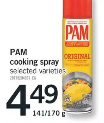 Fortinos Pam cooking spray offer