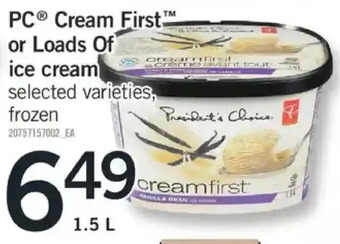 Fortinos Pc cream first or loads of ice cream offer