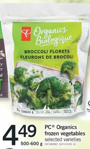 Fortinos Pc organics frozen vegetables offer
