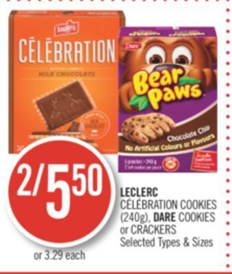 Shoppers Drug Mart Leclerc célébration cookies (240g), dare cookies or crackers offer